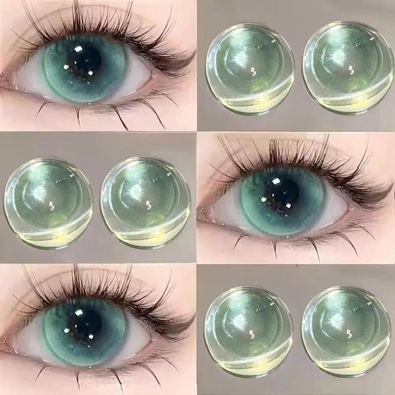 Natural Beauty Chasing Light Cat Eye Popular Green Series Color Contact Lenses Popular Pure Desire Contact Lenses Half-year Disposable Genuine Products Do Not Hurt Eyes