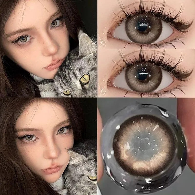 Natural Beauty Chasing Light Cat Eye Popular Green Series Color Contact Lenses Popular Pure Desire Contact Lenses Half-year Disposable Genuine Products Do Not Hurt Eyes