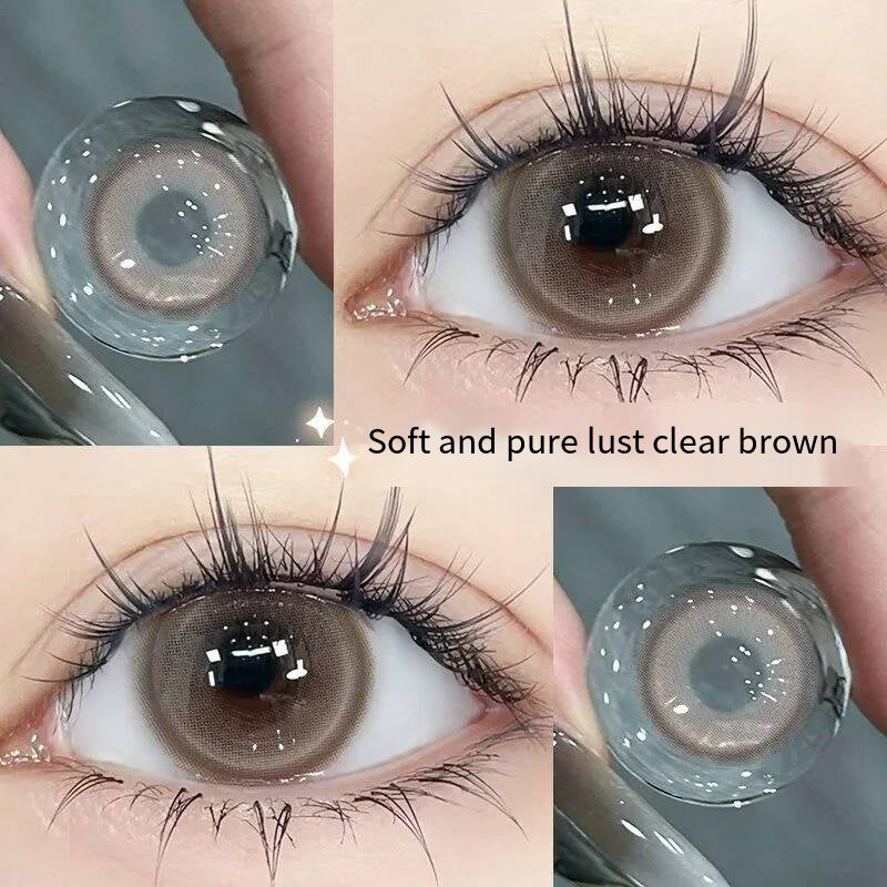 Natural Beauty Chasing Light Cat Eye Popular Green Series Color Contact Lenses Popular Pure Desire Contact Lenses Half-year Disposable Genuine Products Do Not Hurt Eyes